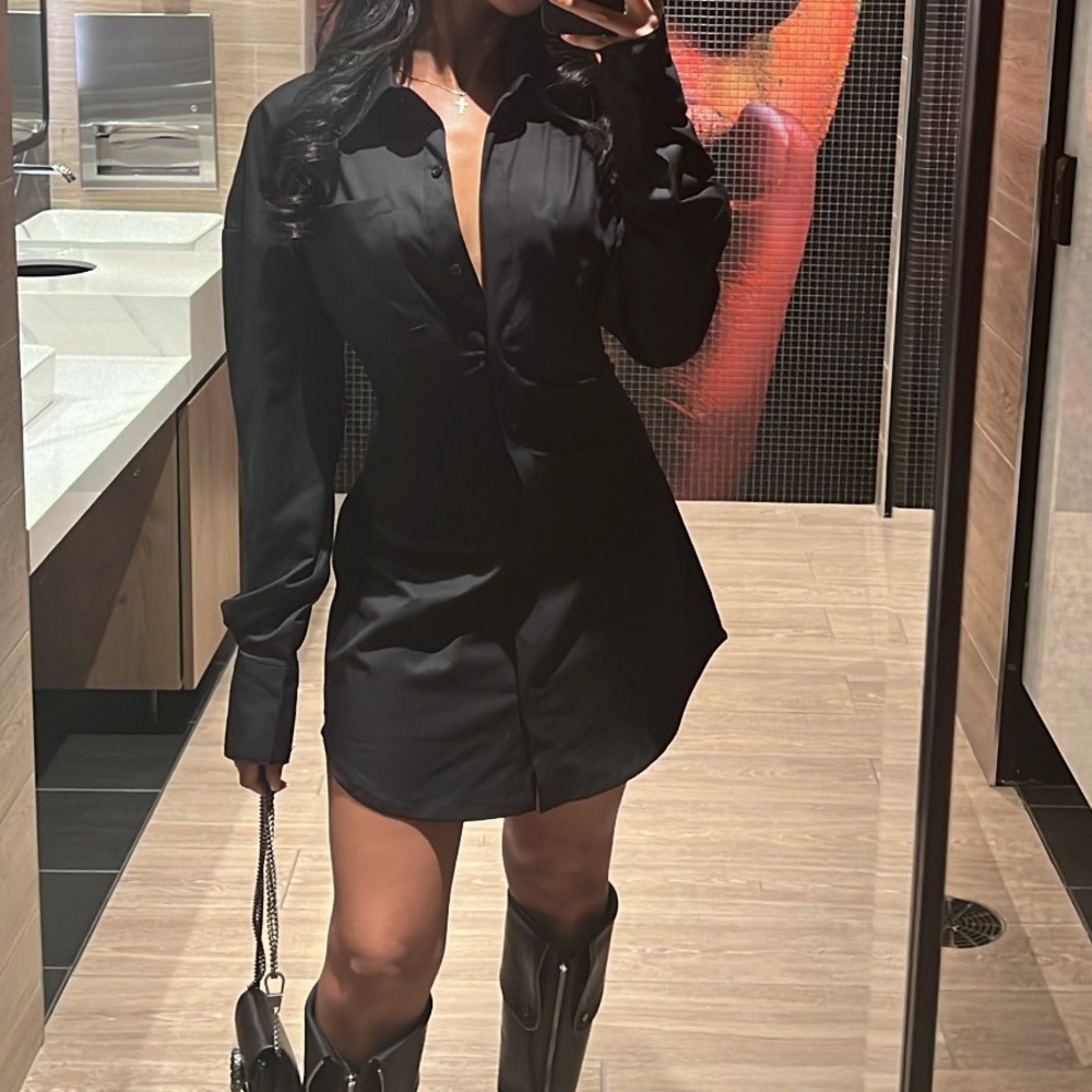 Naked Wardrobe Black Shirt Dress
